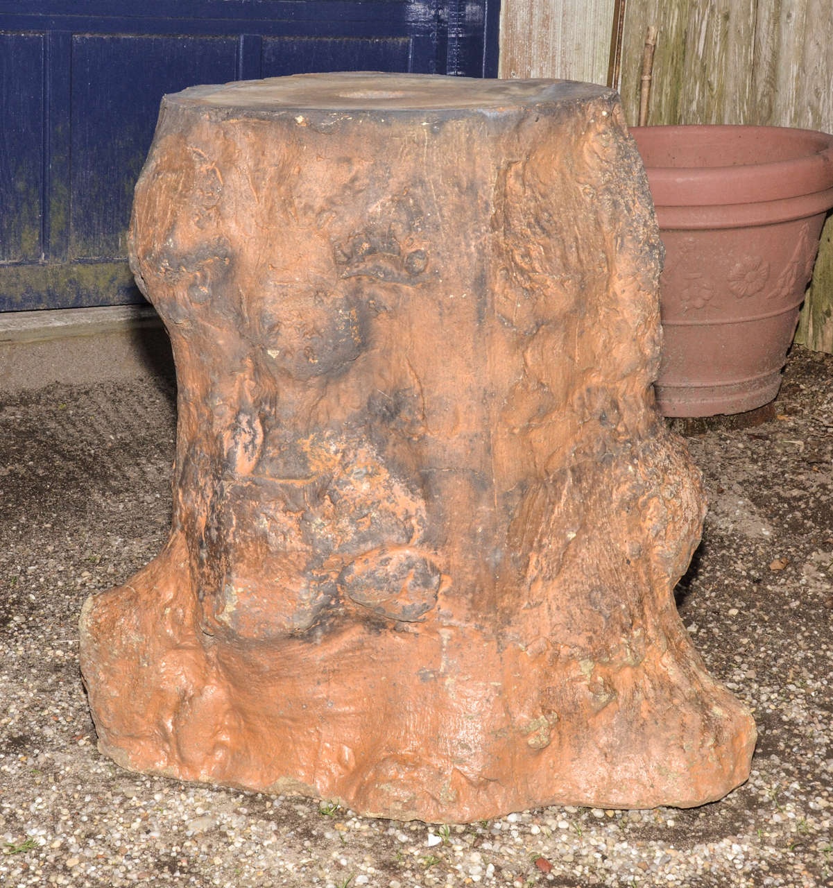 British English 19th Cent. Salt Glaze Pottery Tree Trunk Pedestal For Sale