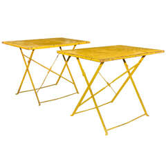 Vintage Pair of English Cowdray Yellow Folding Garden Tables
