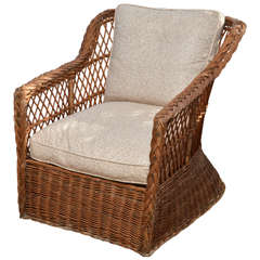 Large-Scale American 1920's Natural Wicker Lounge Chair