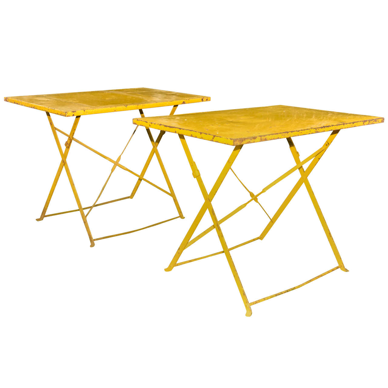 Pair of English Cowdray Yellow Folding Garden Tables at 1stDibs
