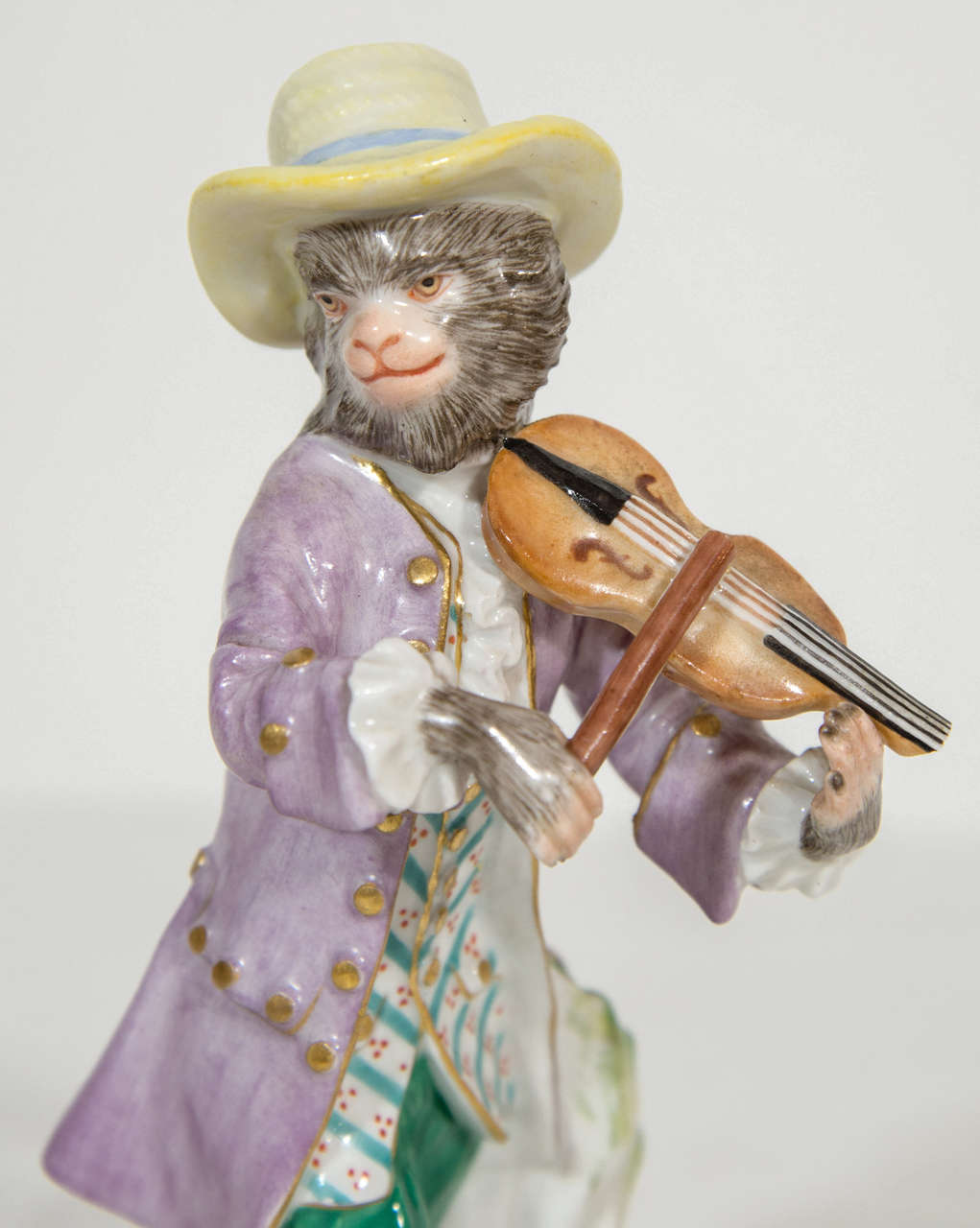 Meissen Porcelain Monkey Musician Figurine In Good Condition For Sale In New York, NY