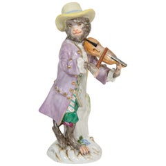 Meissen Porcelain Monkey Musician Figurine