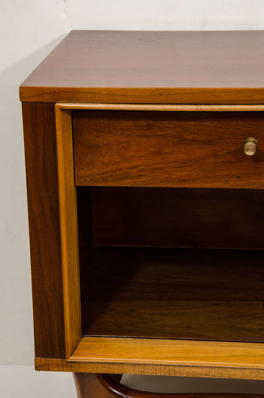 Carved Danish Mid-Century Modern End Table