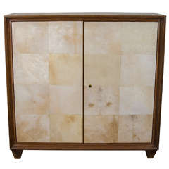French Parchment and Cerused Oak Cabinet, circa 1940s