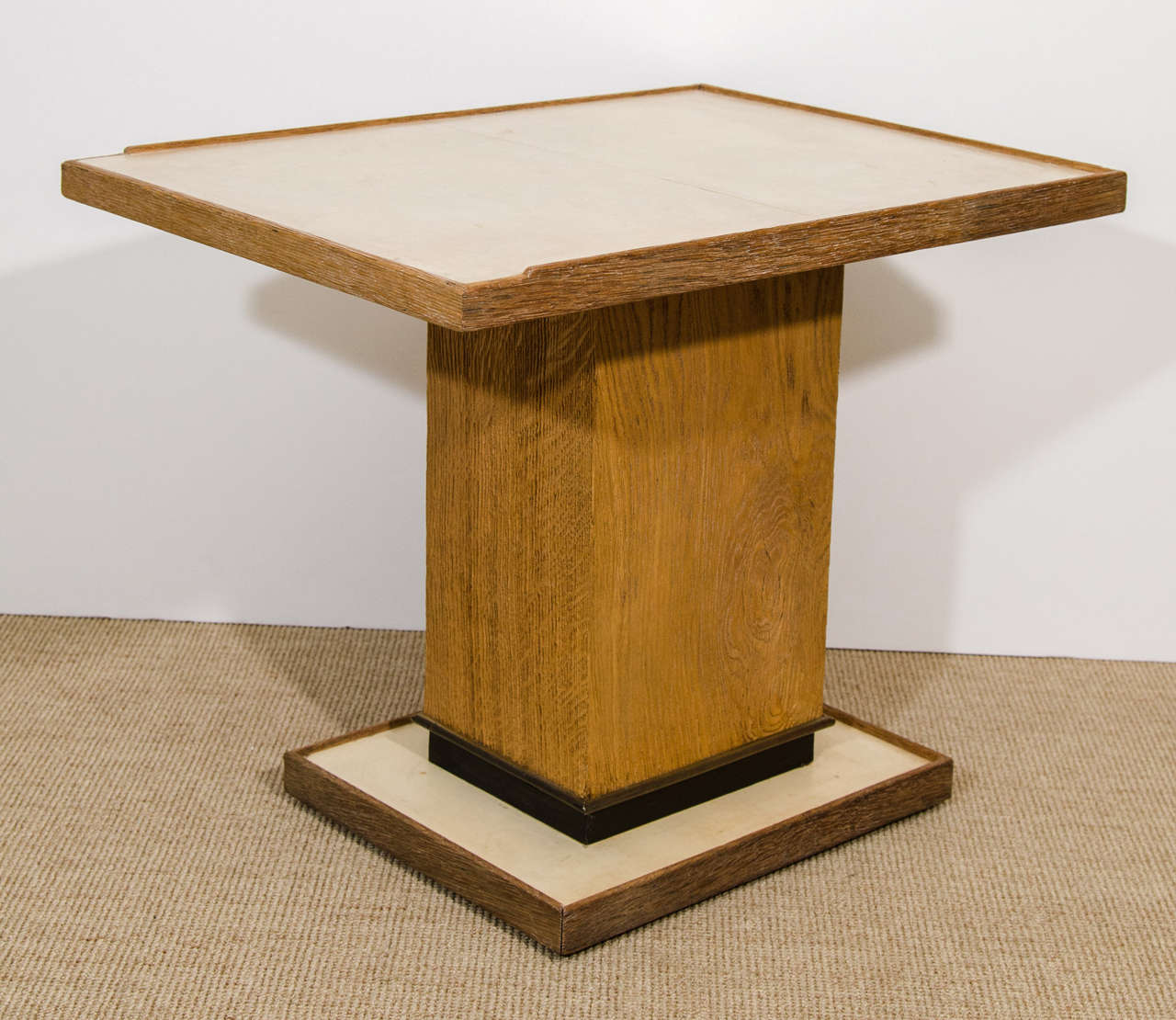 Contemporary Pair of French Parchment and Cerused Oak Side Tables, Dupré-Lafon For Sale