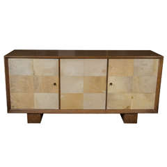 Jacques Adnet Attributed Parchment and Cerused Oak Sideboard, France, circa 1940