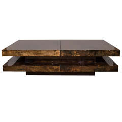 Aldo Tura Parchment Coffee Table with Interior Compartment, Italy, circa 1970