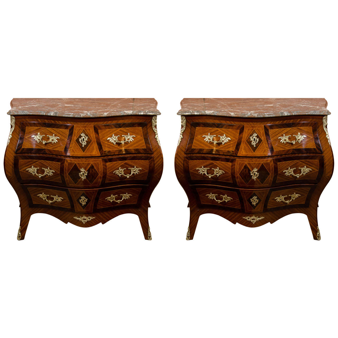 Pair of Swedish Marble-Top Commodes