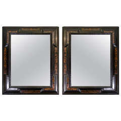 Pair of Baroque Faux Tortoise Mirrors