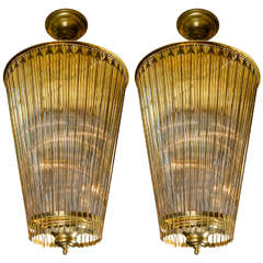 Decorative Pair of Arrows Brass and Murano Glass Lantern Suspensions