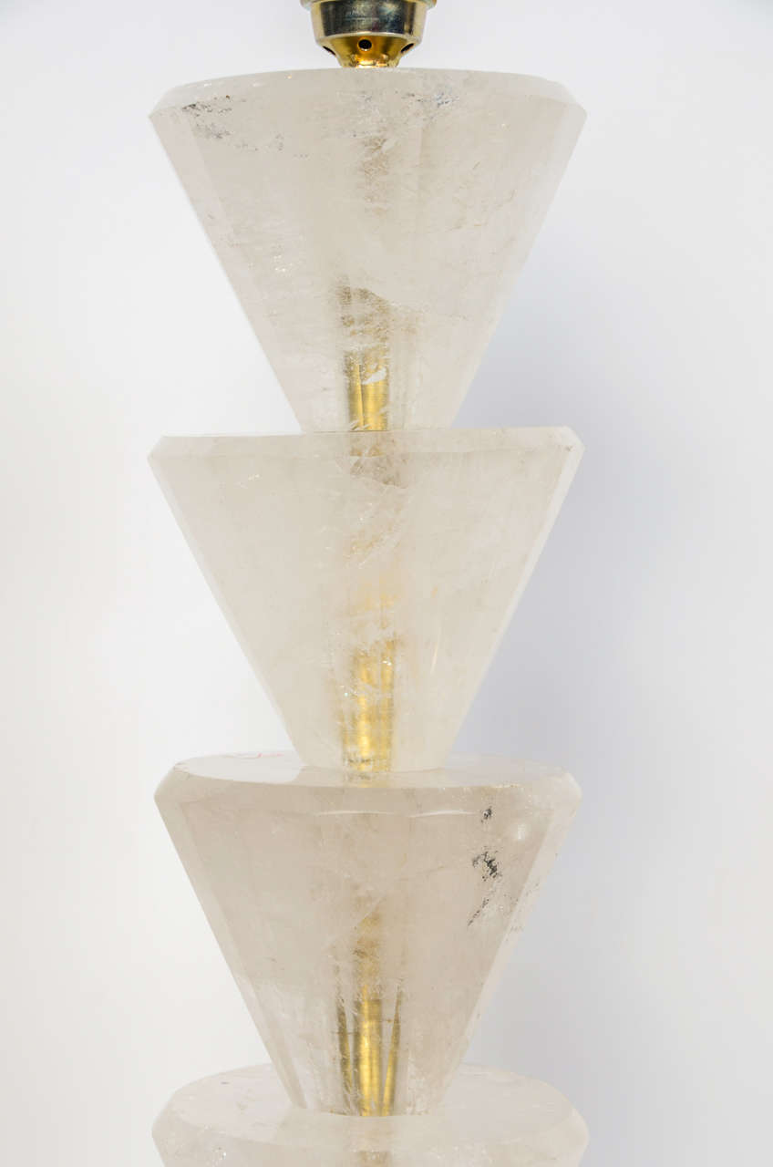 Elegant Pair of Rock Crystal Lamps In Excellent Condition In Saint-Ouen, IDF