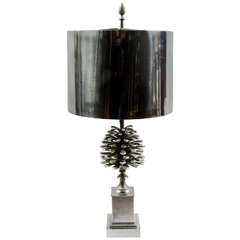 Elegant Bronze Pine Cone Lamp by Charles