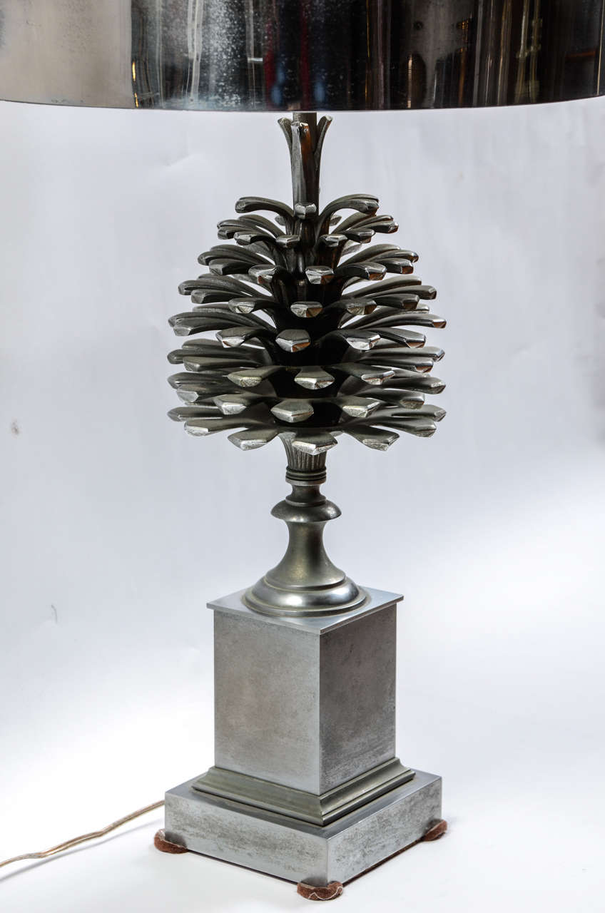 Elegant Bronze Pine Cone Lamp by Charles 2