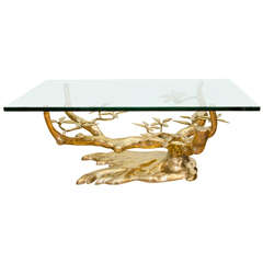 Brass Foliate Base Coffee Table with Rectangular Glass Top Brass Foliate Base Coffee Table with Rectangular Glass Top