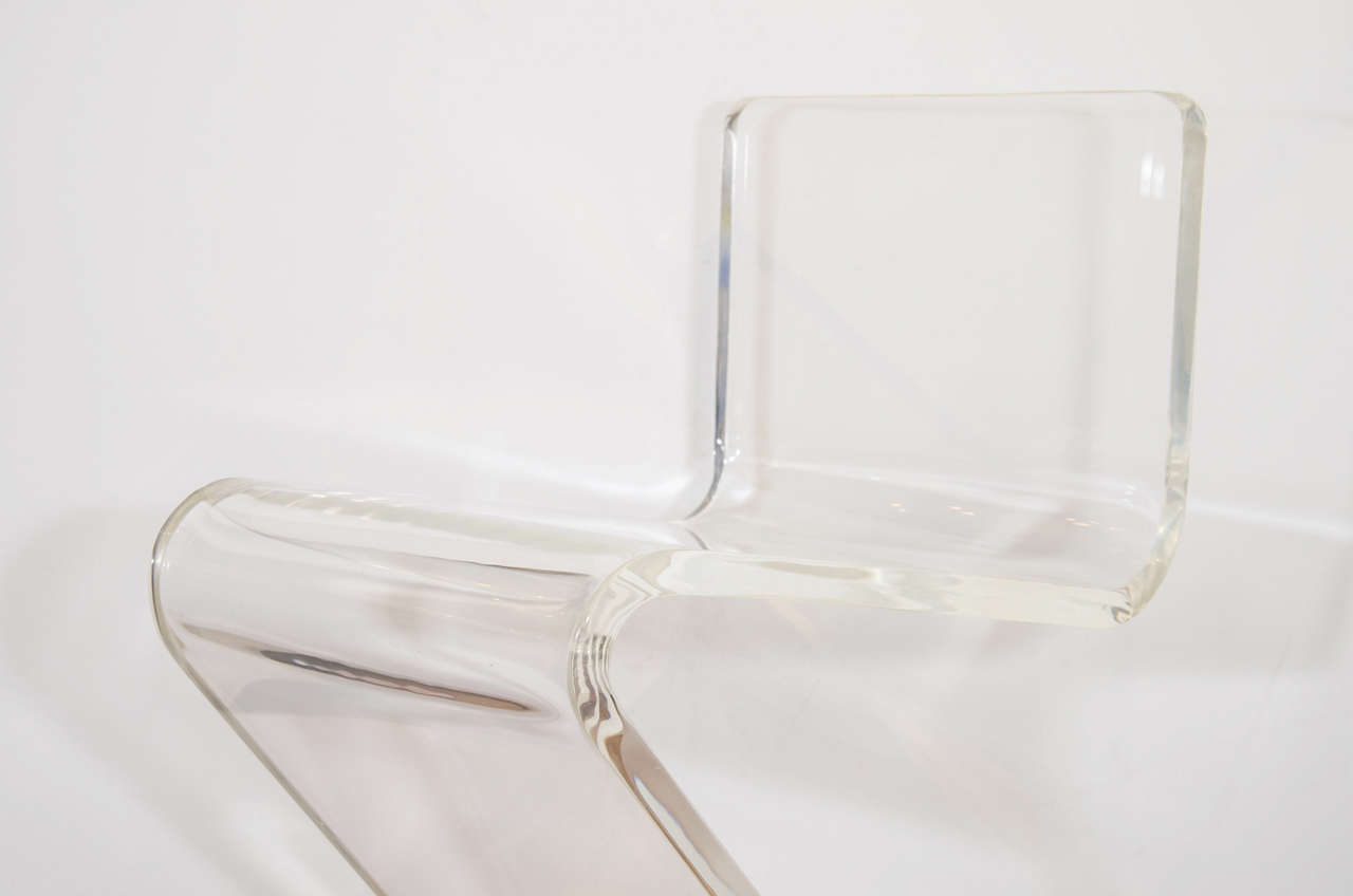 American Set of Three Z Form Lucite Bar Stools by Gary Gutterman
