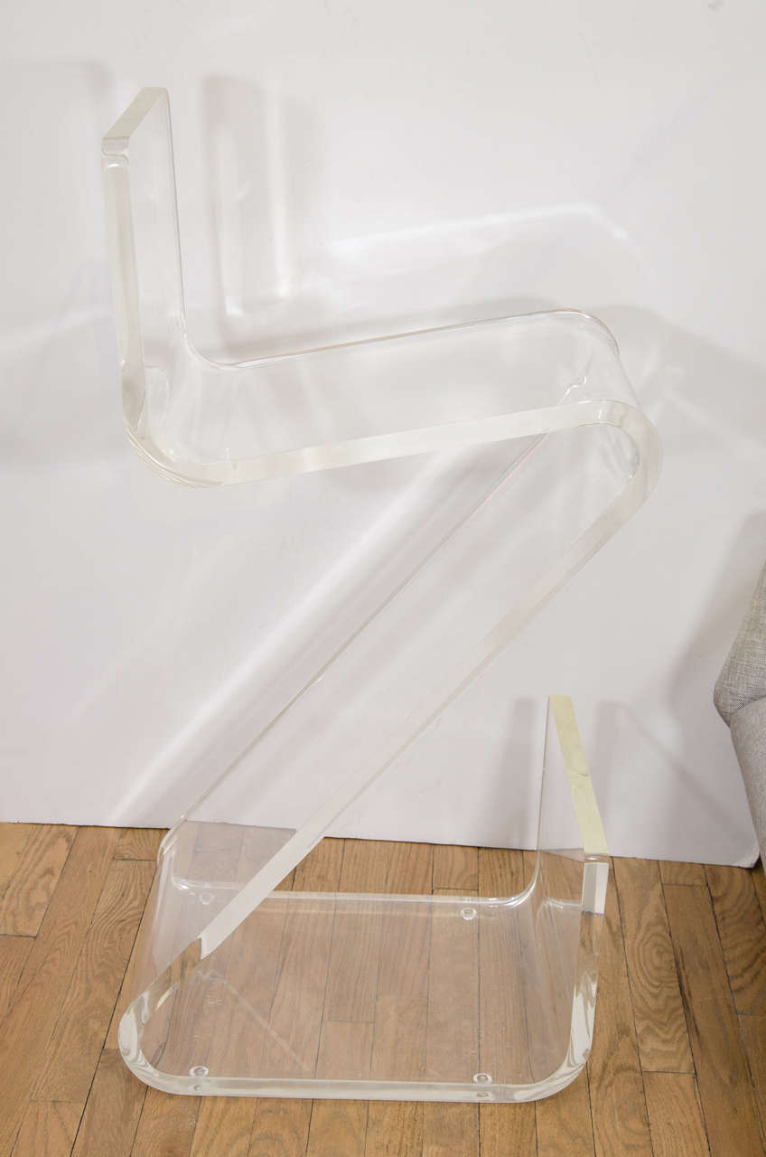 Set of Three Z Form Lucite Bar Stools by Gary Gutterman In Good Condition In New York, NY