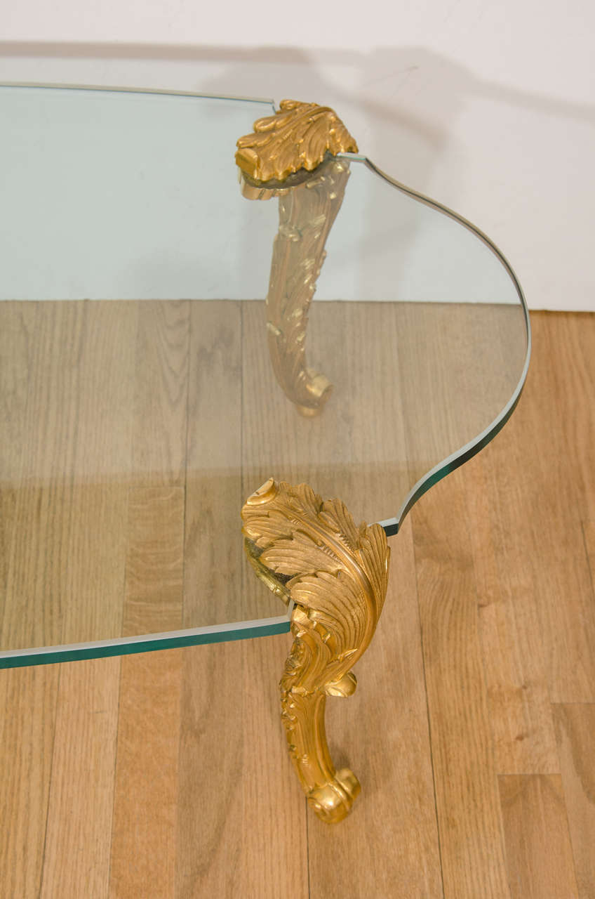 American Gilt Bronze Leg Coffee Table by P.E. Guerin