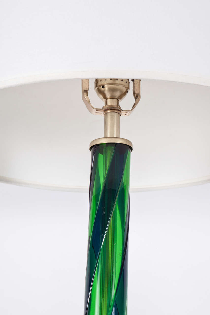 vintage green glass lamp base