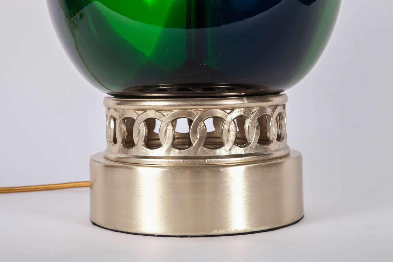 Italian Emerald Green Murano Glass Lamps