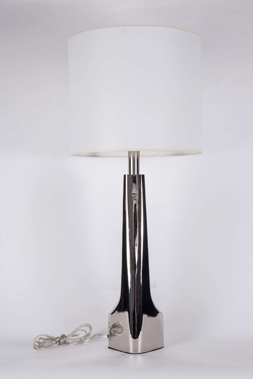 20th Century Pair of Modernist Polished Chrome Lamps by Laurel
