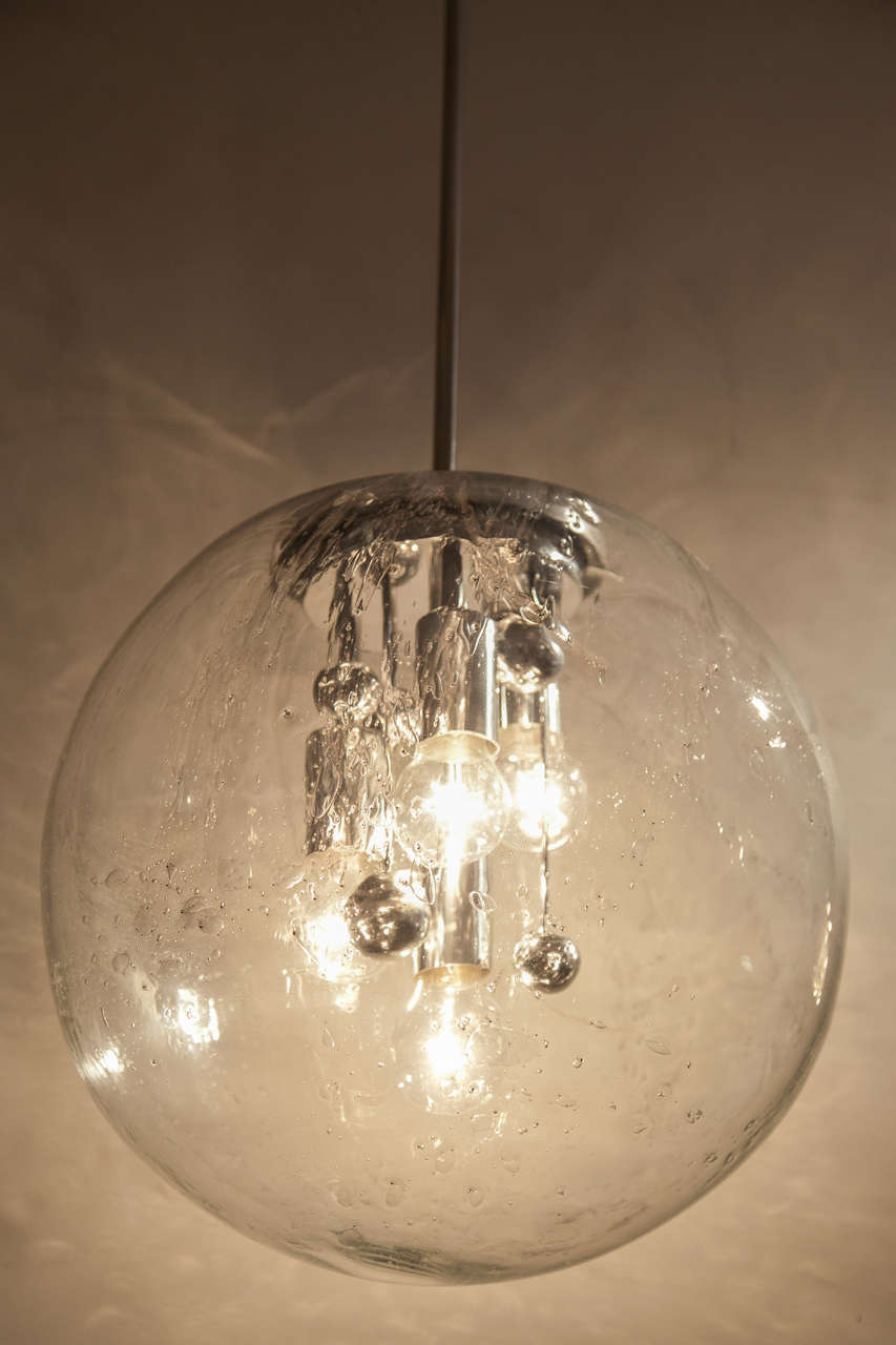 Extra Large Glass Globe Pendant by Doria, Two Available In Excellent Condition In New York, NY