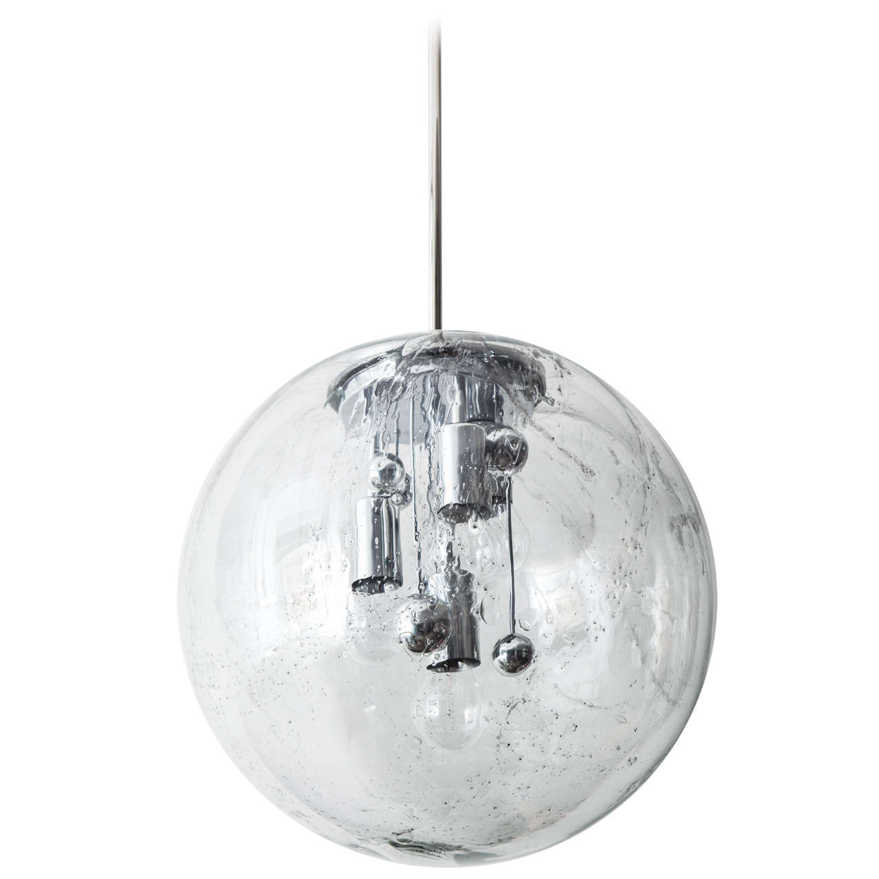 Extra Large Glass Globe Pendant by Doria, Two Available at 1stDibs
