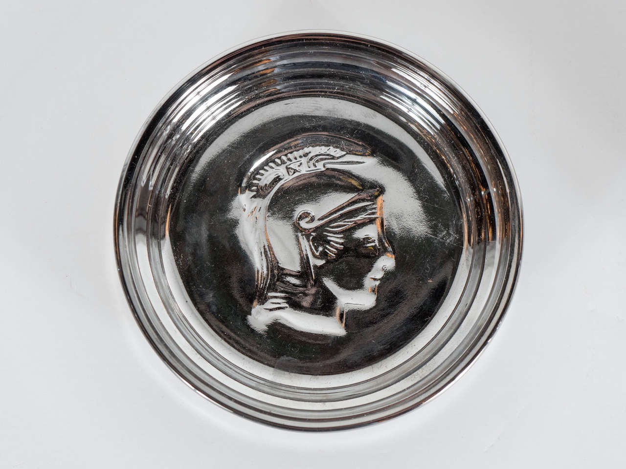 Mid-20th Century Set of Eight Mid-Century Modernist Glass Coasters with Roman Heads