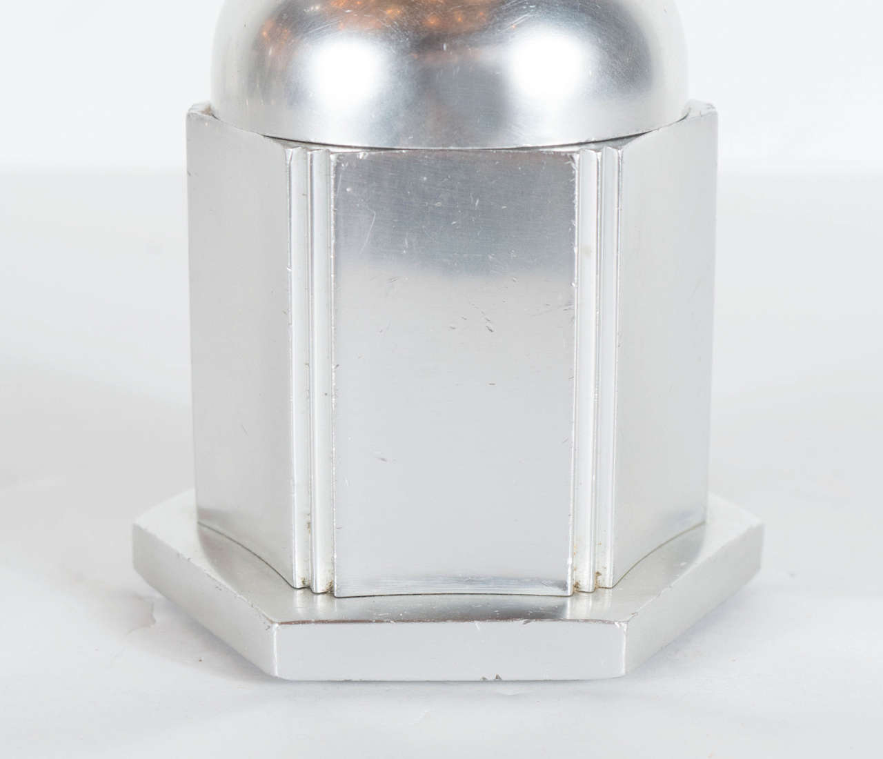 American Art Deco Machine Age Polished Aluminum Box by Kensington