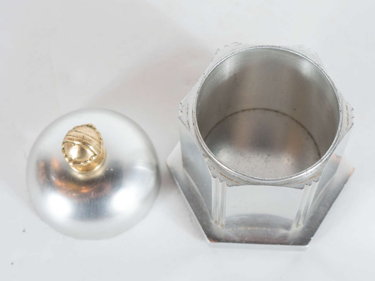 Art Deco Machine Age Polished Aluminum Box by Kensington 1