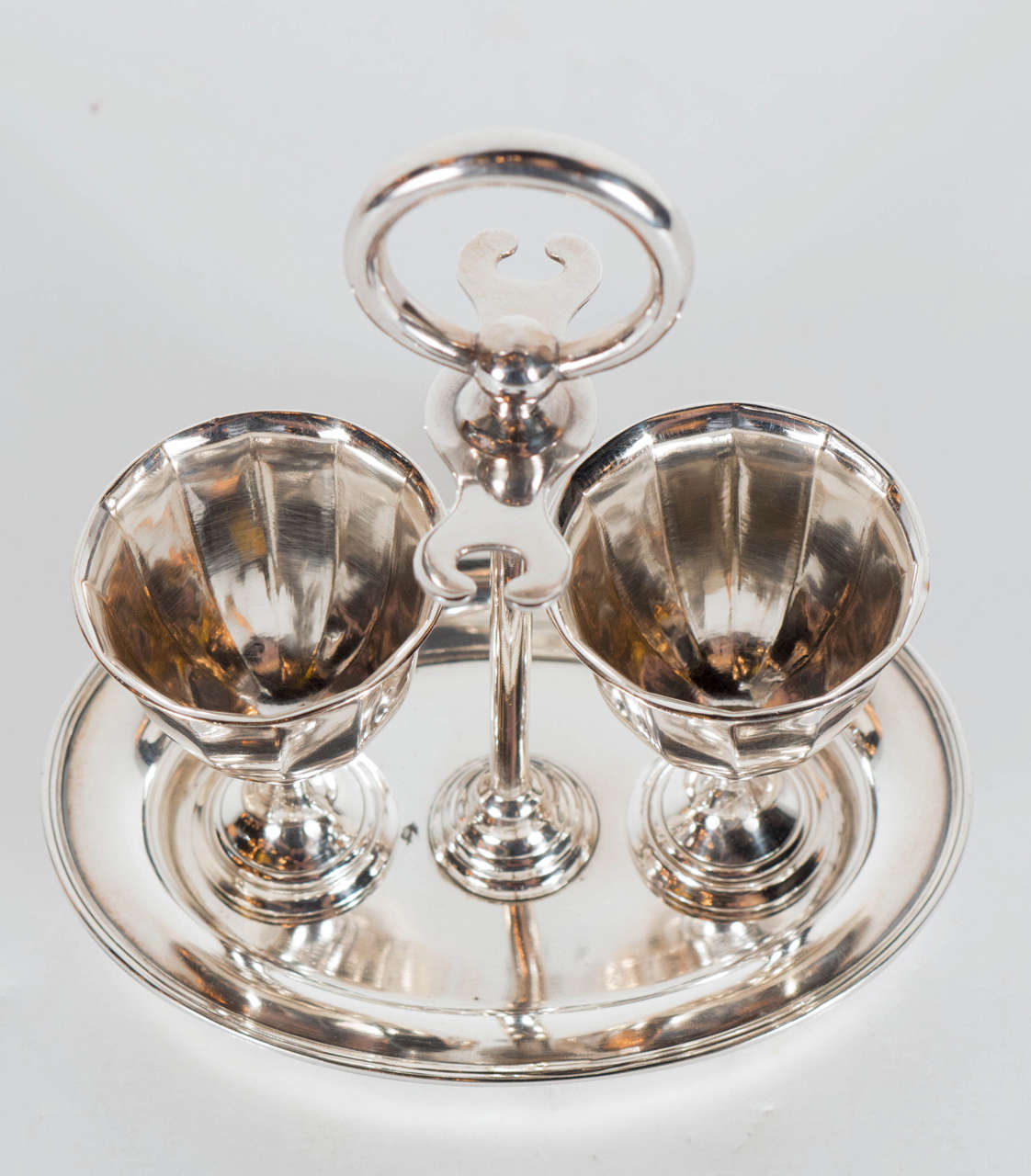 English Art Deco Silver Plate Egg Cup Set by Daniel and Arter