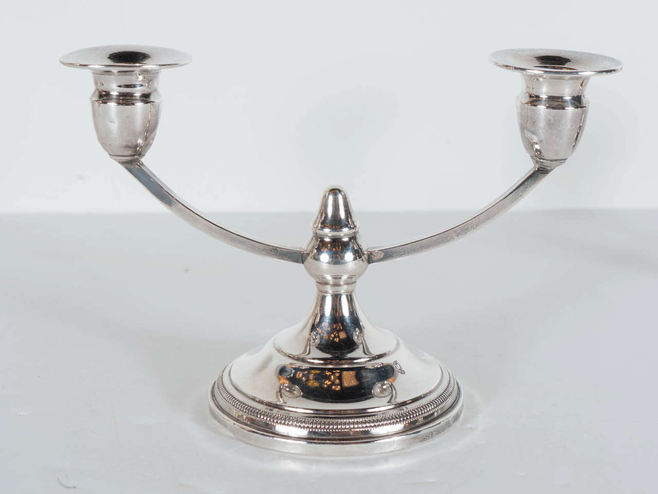 American Stunning Art Deco Pair of Sterling Silver Candleholders