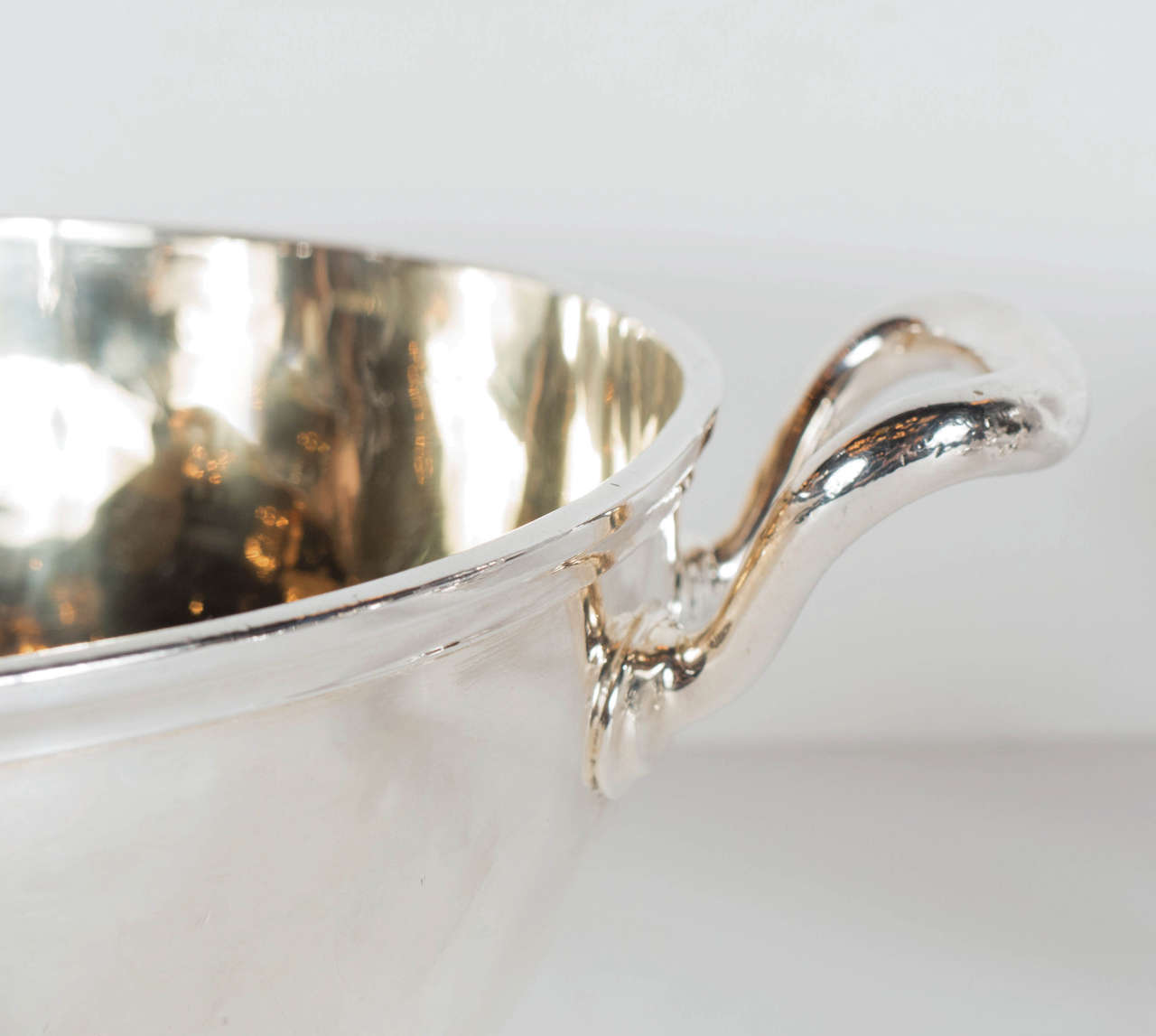 French Gorgeous Art Deco Silver Plate and Gilt Bowl by Maison Christofle