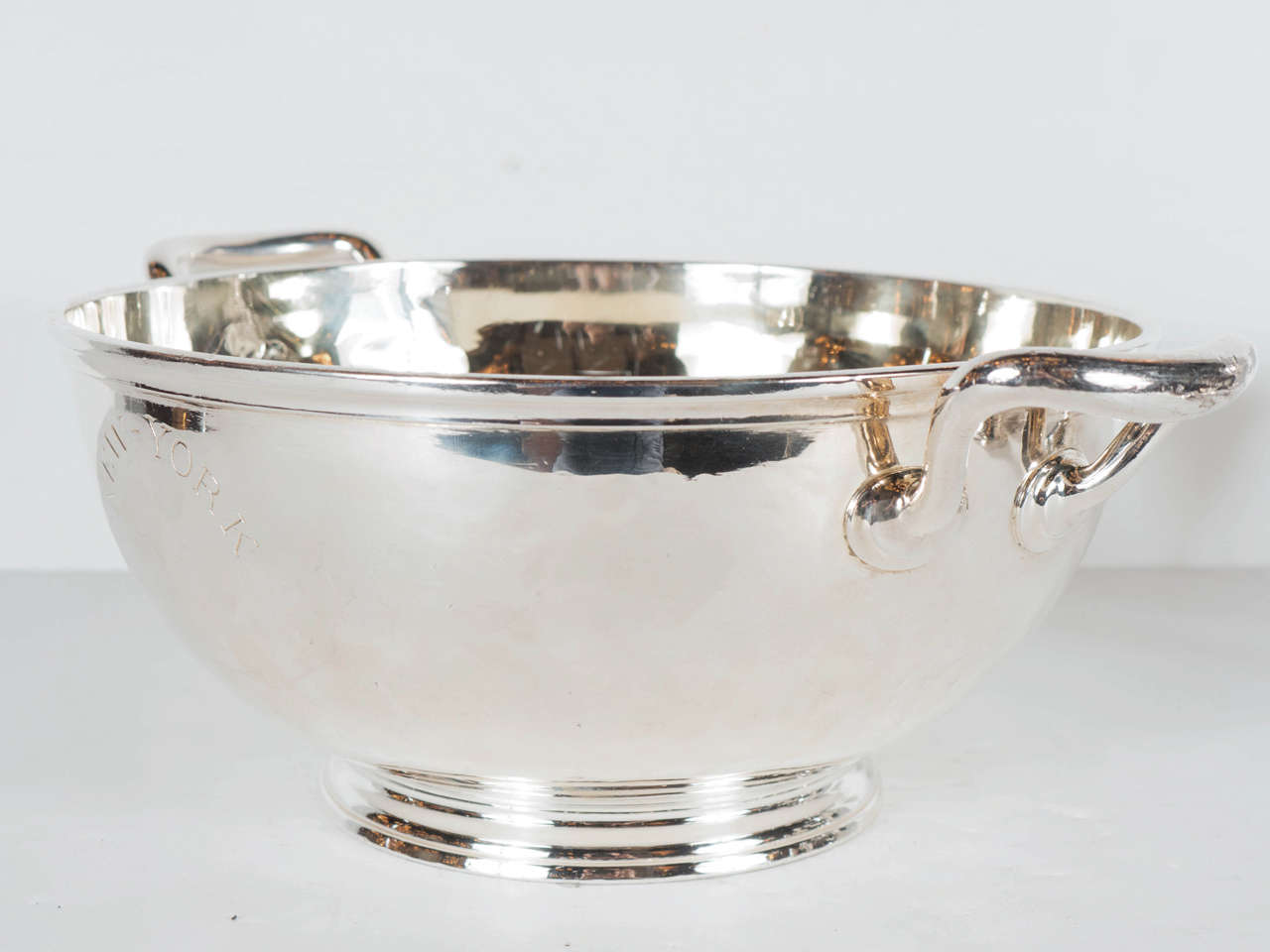 Mid-20th Century Gorgeous Art Deco Silver Plate and Gilt Bowl by Maison Christofle