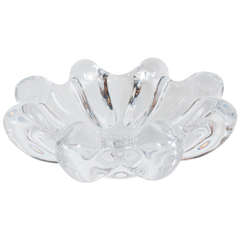 Mid-Century Modernist Hand-Blown Stylized Crystal Bowl by Art Vannes