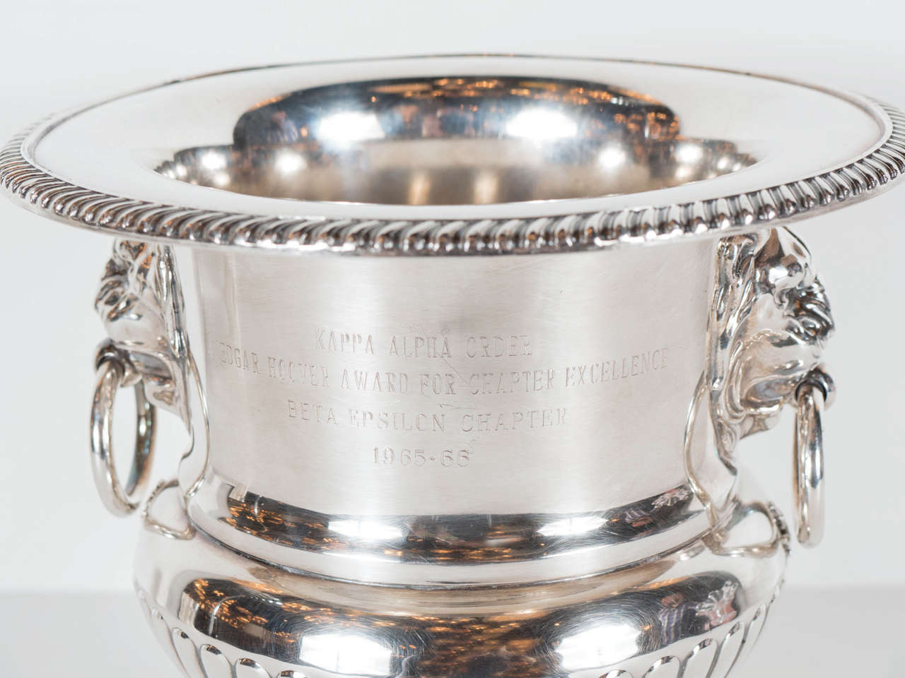 American Neo-classical Beta Epsilon Chapter Silver Plate Trophy For J. Edgar Hoover award