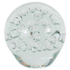 Large Hand-Blown Murano Glass Sphere with Controlled Release Air Bubbles