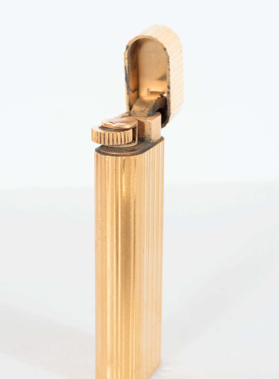 Vintage 18-Karat Gold-Plated 'Pocket' Lighter by Cartier In Excellent Condition In New York, NY