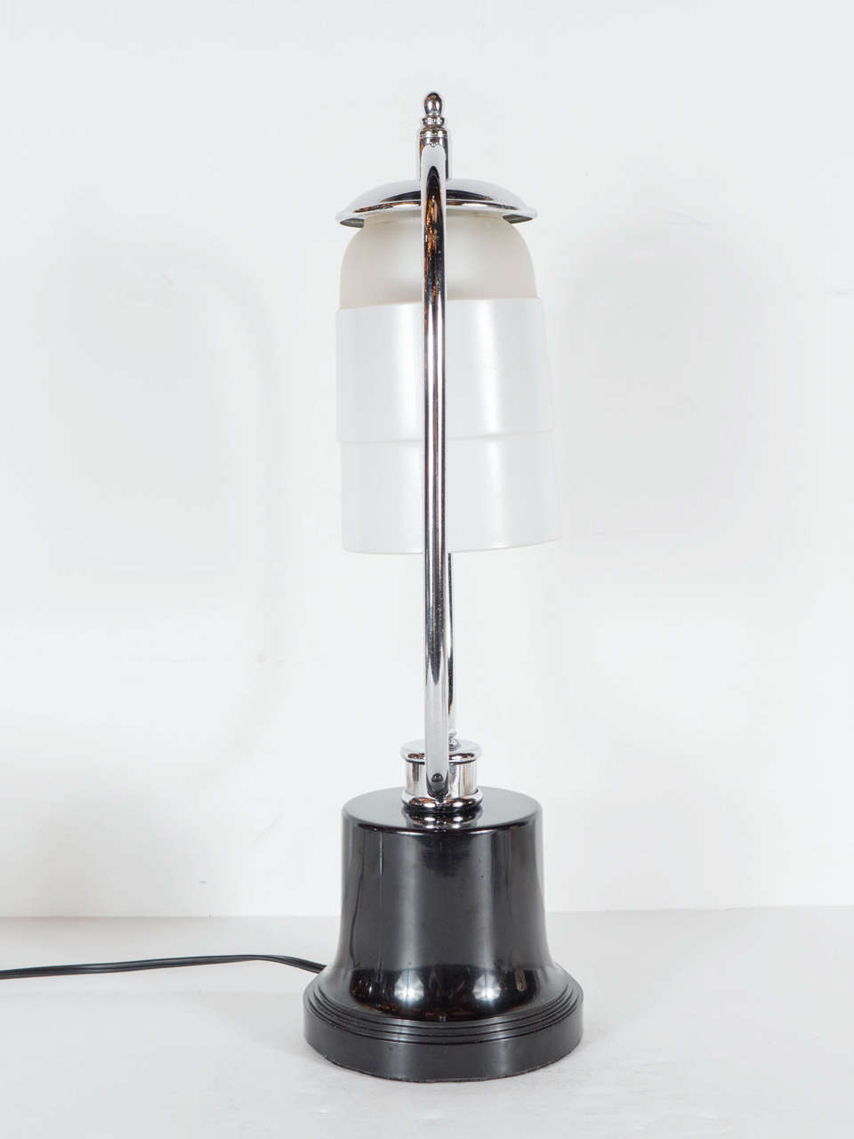 Glass Art Deco Machine Age Table Lamp in the Manner of Walter Von Nessen