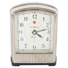 Exceptionnelle horloge de bureau électrique Streamline Art Deco de Telechron