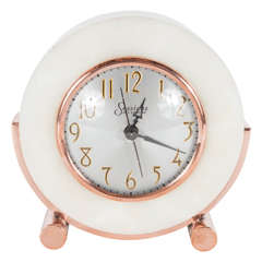 Streamline Art Deco Exotic Onyx and Copper Electric Desk Clock