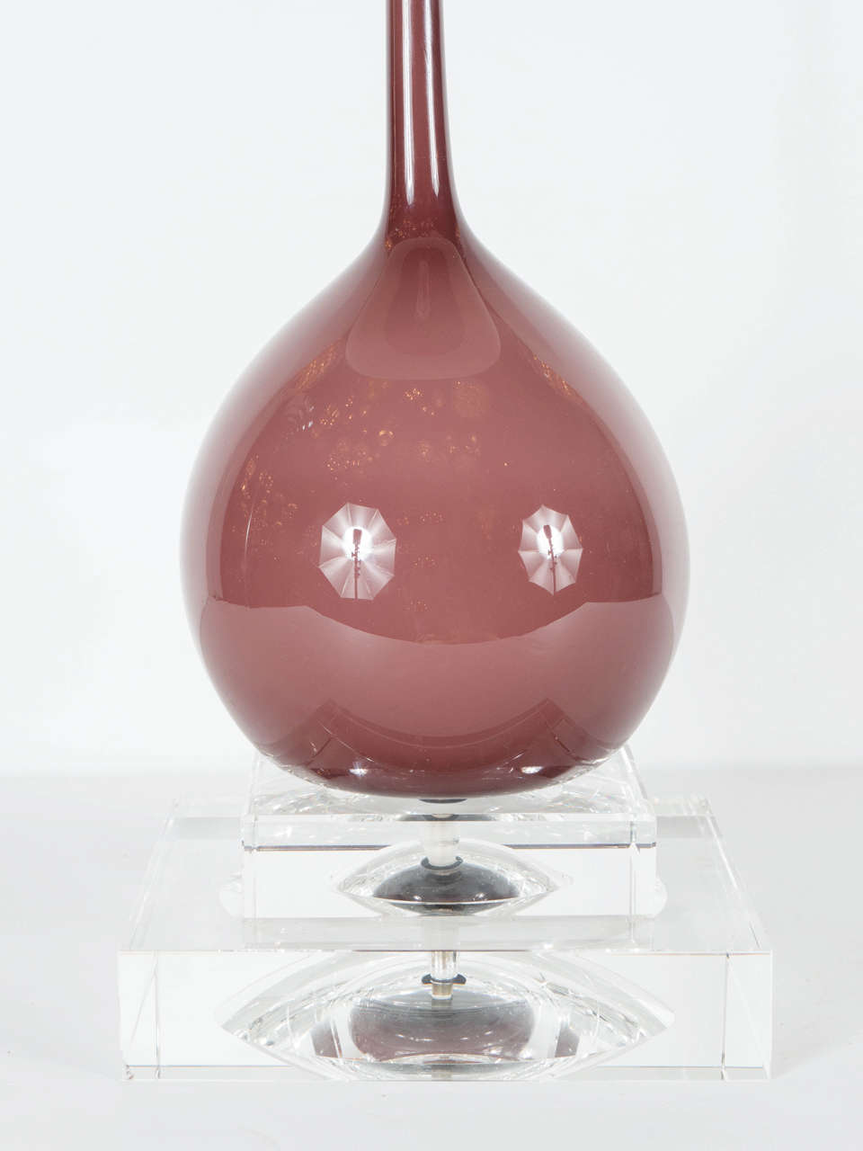 Italian Mid-Century Modernist Handblown Plum Murano Glass Table Lamp