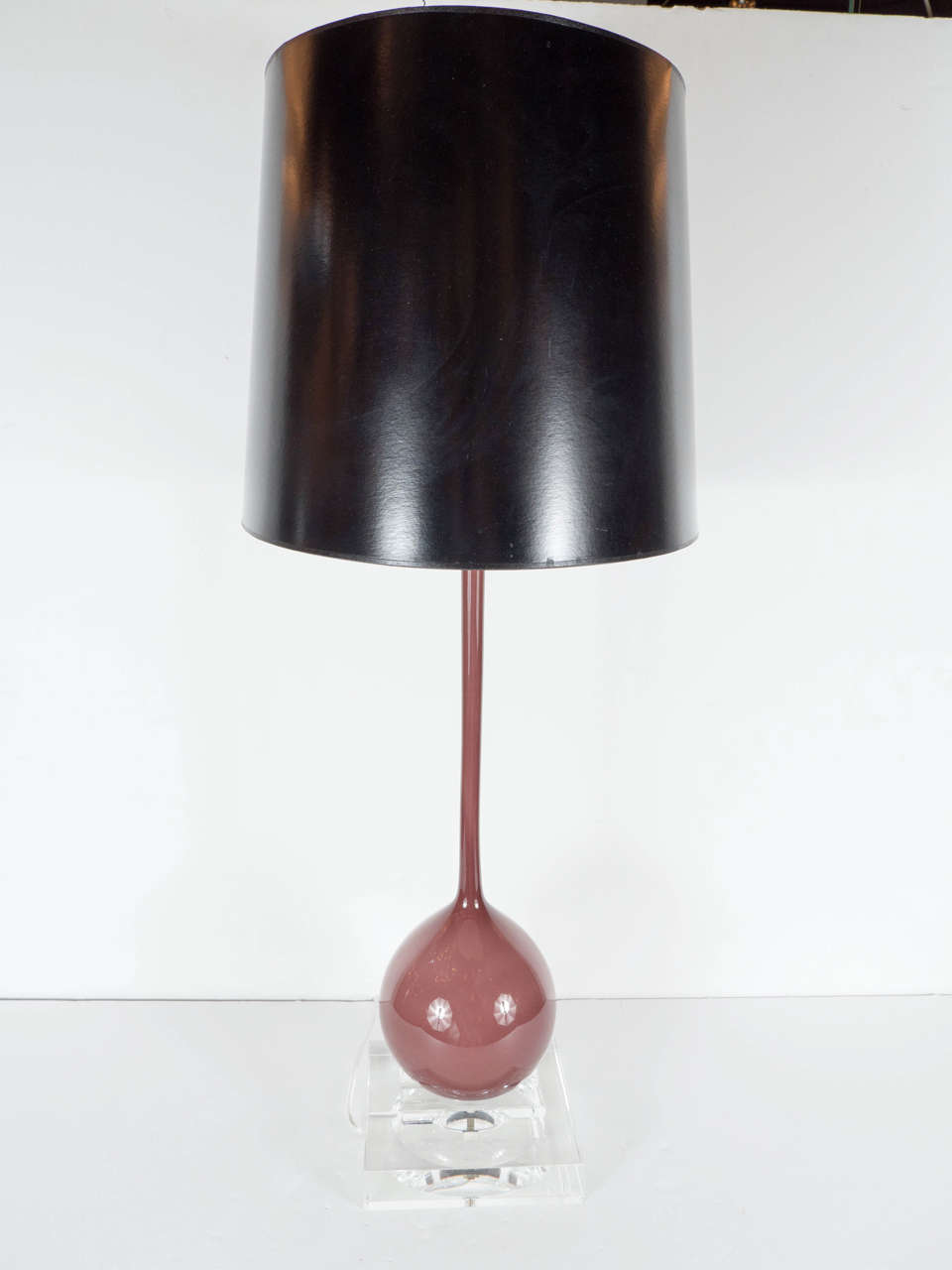 Mid-Century Modernist Handblown Plum Murano Glass Table Lamp 2