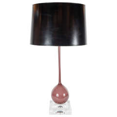Mid-Century Modernist Handblown Plum Murano Glass Table Lamp