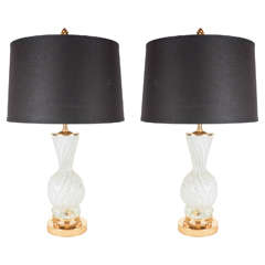 Pair of Mid-Century Modernist Murano Glass Lamps