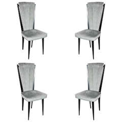 Vintage Luxe Set of Four Mid-Century Modernist Dining Chairs in the Manner of Gio Ponti