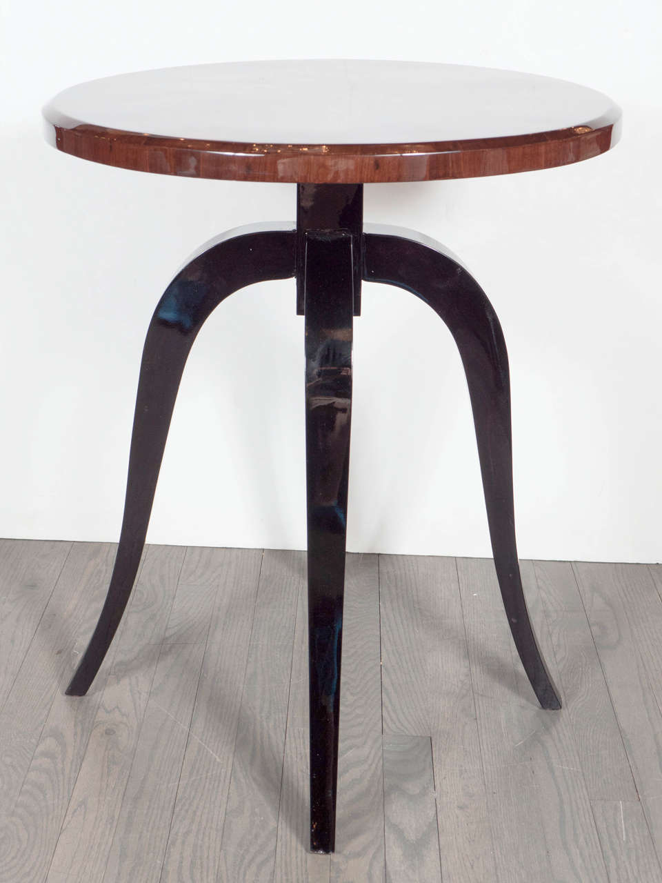 Elegant Pair of Art Deco Gueridon Tables with Starburst Inlay Design Top 1