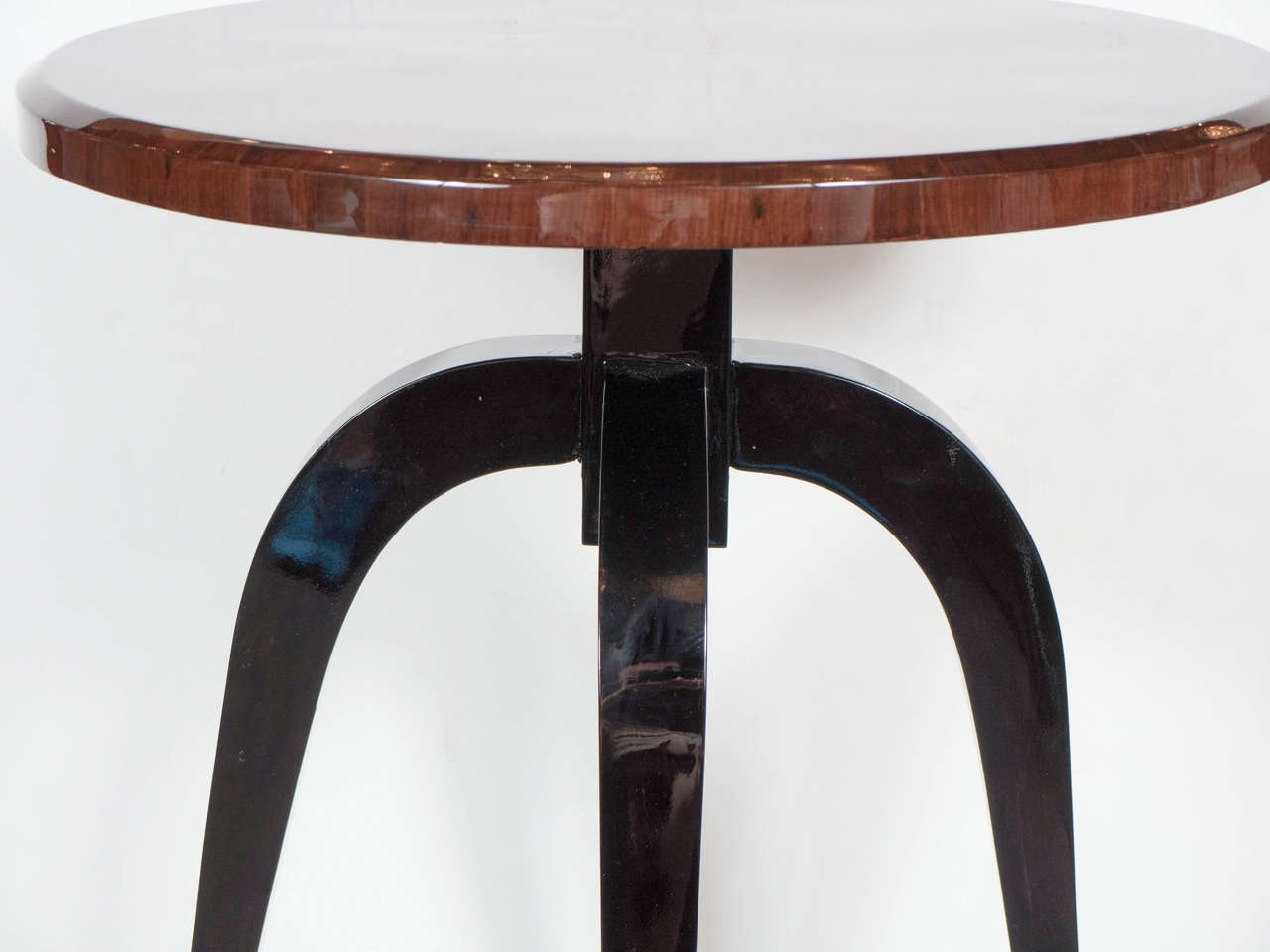 Elegant Pair of Art Deco Gueridon Tables with Starburst Inlay Design Top 2