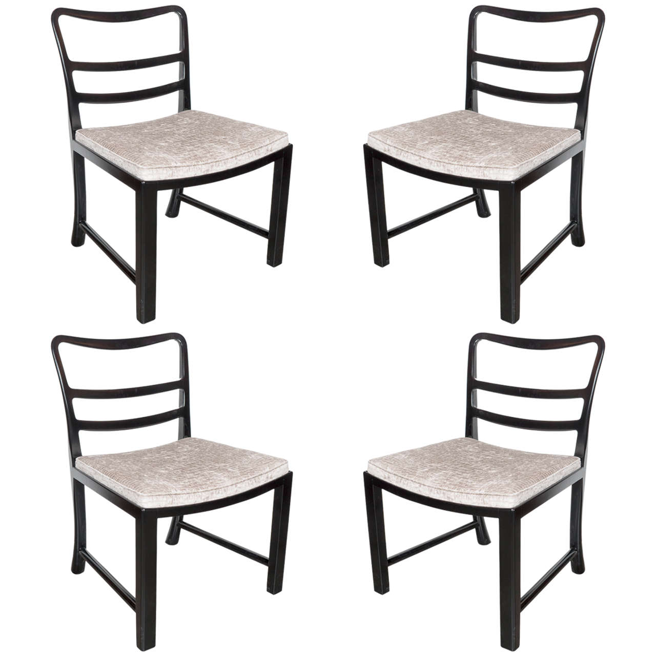 Sculptural Mid-Century Modernist Set of Four Dining Chairs By Dunbar