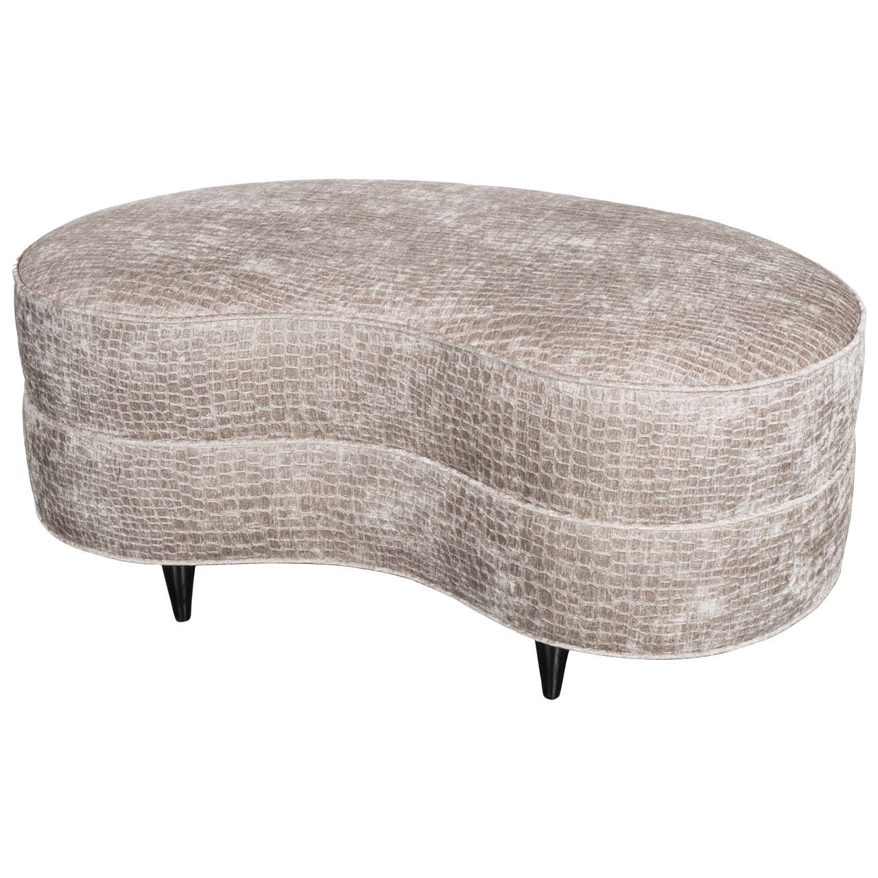 Luxe Mid-Century Modernist Organic Shaped Ottoman