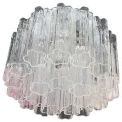 Mid-Century Modernist Two-Tier Tronchi Flush Mount Chandelier